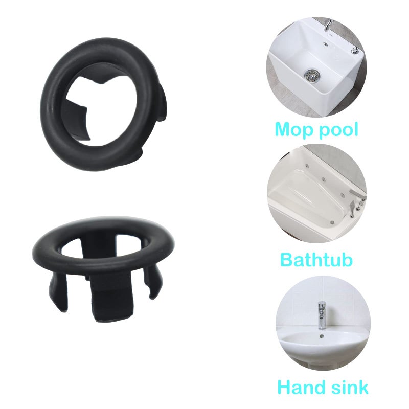 CaoXiong 4 Pack Bathroom Basin Sink Round Hole Trim Overflow Cover Rings Hole Insert in Cap Hollow Ring Triangle for Hole Diameter Replacement Ceramic Pots for Home,Sink,Bathroom,Kitchen (Black) - Image 3